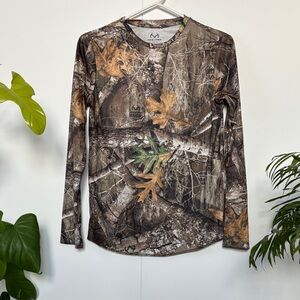 Realtree Woodland Camo Long Sleeve Tee - Brown and Green